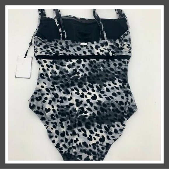 DKNY Animal Print Mesh Detail One Piece Swimsuit - Picture 5 of 15